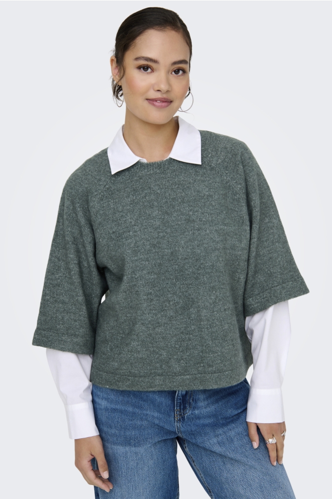 ONLSIMONI 3/4 PULLOVER KNT NOOS 15333199 BALSAM GREEN/MELANGE